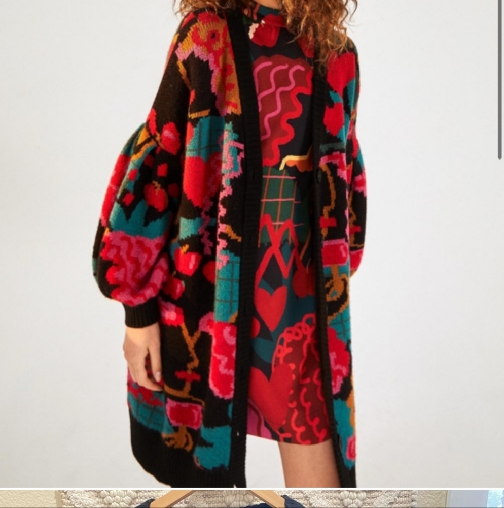 S/M Farm Rio Lovers Apple Cardigan - Picture 4 of 7